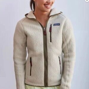 Patagonia Retro Pile Hoody White/Oatmeal Fleece Jacket -  STY22805